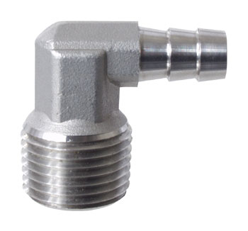Stainless - 1/2" mpt X 3/8" Barb Elbow