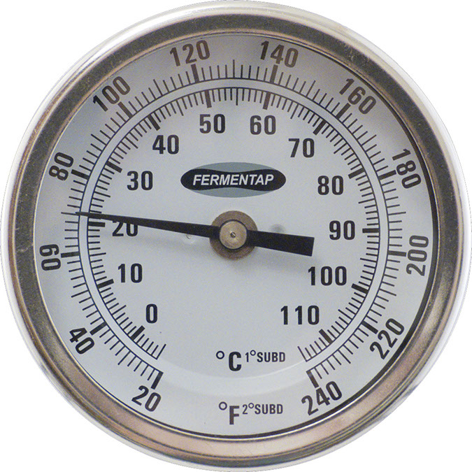 Fermentap Bi-Metal Dial Thermometer (3 in Face x 2.5 in Probe)