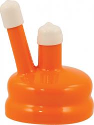 Rubber Carboy Blow Off Hood Orange w/Blue Caps - (6.5 Gallon, threaded neck)