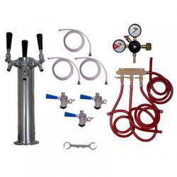 Draft Beer Tower Commercial Keg Kit - 3 Faucets