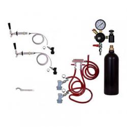 Draft Beer Refrigerator Keg Kit with 20oz CO2 Tank - Double Tap - BALL LOCK